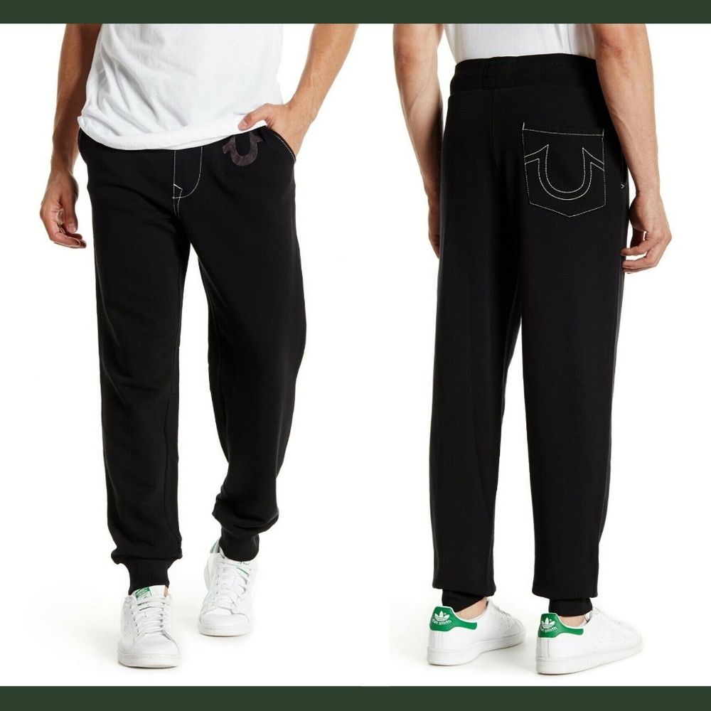 NWT $129 True Religion Jogger Pants for MEN in‎ Black [SZ Large ]